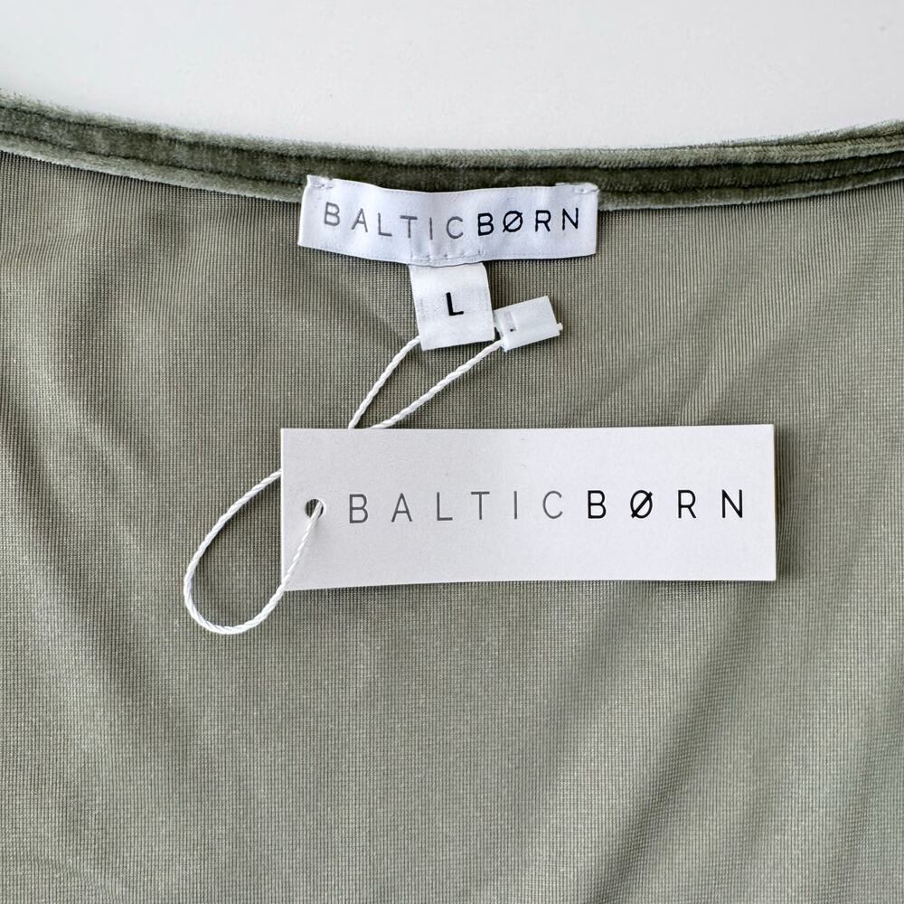 Baltic Born Meghan Velvet Wrap Maxi Dress Sage Green Short Bell Sleeves L NWT - Picture 12 of 13